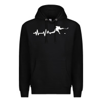Black hockey player heartbeat ice Premium Hoodie - artisFamous