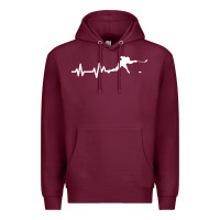 Burgundy hockey player heartbeat ice Premium Hoodie - artisFamous