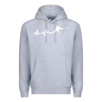 Heather Grey hockey player heartbeat ice Premium Hoodie - artisFamous