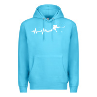 Ocean Blue hockey player heartbeat ice Premium Hoodie - artisFamous