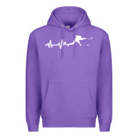 Purple hockey player heartbeat ice Premium Hoodie - artisFamous