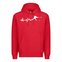Red hockey player heartbeat ice Premium Hoodie - artisFamous