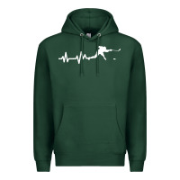 Sports Green hockey player heartbeat ice Premium Hoodie - artisFamous