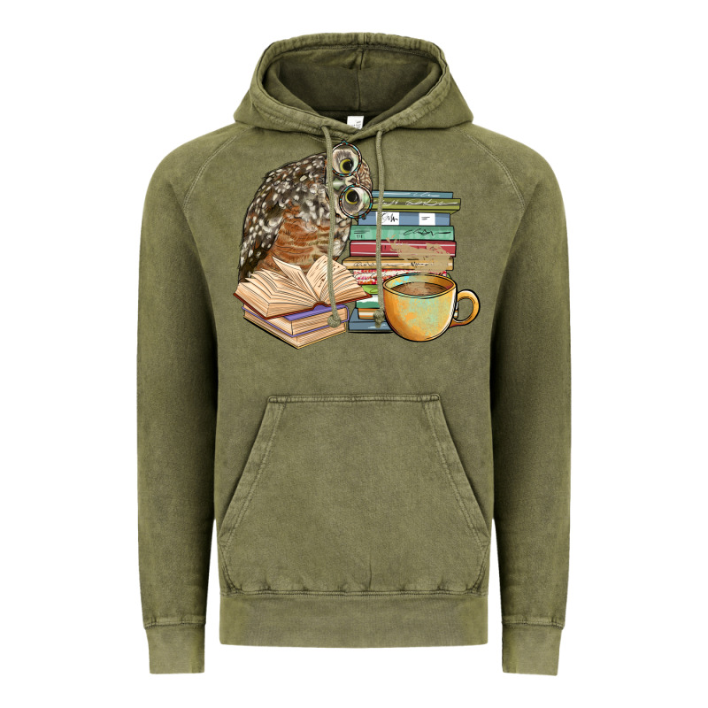 Owl And Books Vintage Hoodie by BarkalooDesign | Teevron