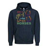 Navy Just a Girl Who Loves Horses Zipper Hoodie - Bettercallsaul
