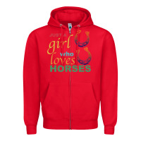 Red Just a Girl Who Loves Horses Zipper Hoodie - Bettercallsaul
