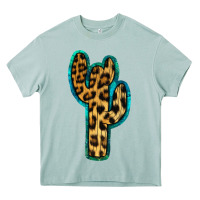 Arona Turquoise Leopard Cactus Heavy Core Tee - RanaPortraitStore