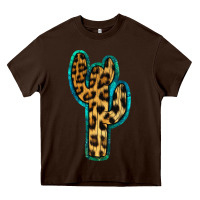 Chocolate Brown Turquoise Leopard Cactus Heavy Core Tee - RanaPortraitStore