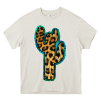 Cream Turquoise Leopard Cactus Heavy Core Tee - RanaPortraitStore
