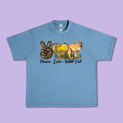 Peace Love Wild Cat Urban Heavy Tee Designed By Lillyallendesigns