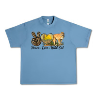 Pebble Blue Peace Love Wild cat Urban Heavy Tee - LillyAllenDesigns