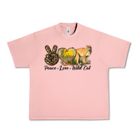 Salmon Peace Love Wild cat Urban Heavy Tee - LillyAllenDesigns