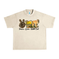 Sandshell Peace Love Wild cat Urban Heavy Tee - LillyAllenDesigns