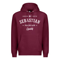 Burgundy Sebastian Personalized Name Mens Birthday Premium Hoodie - artisFamous