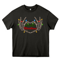 Asphalt spooky christmas skeleton hands Heavy Core Tee - FaDigitalArtStudio