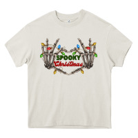 Cream spooky christmas skeleton hands Heavy Core Tee - FaDigitalArtStudio