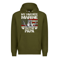 Army Green marine papa, gifts my favorite marine calls me pa pa military mother Premium Hoodie - artisFamous