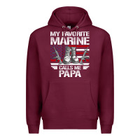 Burgundy marine papa, gifts my favorite marine calls me pa pa military mother Premium Hoodie - artisFamous