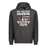 Charcoal Heather marine papa, gifts my favorite marine calls me pa pa military mother Premium Hoodie - artisFamous
