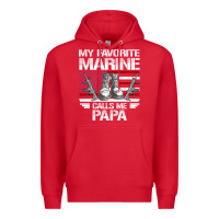 Red marine papa, gifts my favorite marine calls me pa pa military mother Premium Hoodie - artisFamous