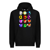 Black geometry dash difficulty  faces Premium Hoodie - artisFamous