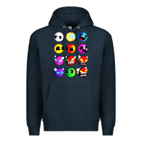 Navy geometry dash difficulty  faces Premium Hoodie - artisFamous
