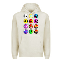 Oatmeal Heather geometry dash difficulty  faces Premium Hoodie - artisFamous