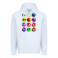White geometry dash difficulty  faces Premium Hoodie - artisFamous