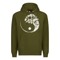 Army Green yin yang bonsai tree Premium Hoodie - artisFamous