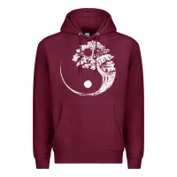 Burgundy yin yang bonsai tree Premium Hoodie - artisFamous