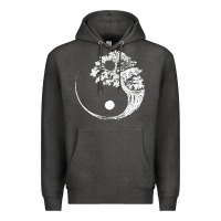 Charcoal Heather yin yang bonsai tree Premium Hoodie - artisFamous