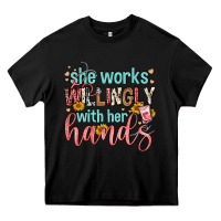 Black she works willingly with her hands Heavy Core Tee - FaDigitalArtStudio