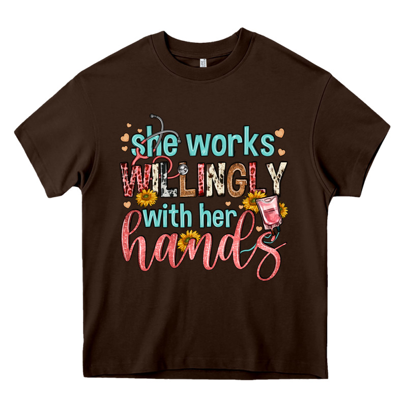She Works Willingly With Her Hands Heavy Core Tee by FaDigitalArtStudio | Teevron