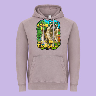 Raccoon Home Is Where The Trash Is Vintage Hoodie Designed By Barkaloodesign