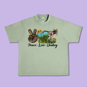 Peace Love Donkey Urban Heavy Tee Designed By Lillyallendesigns