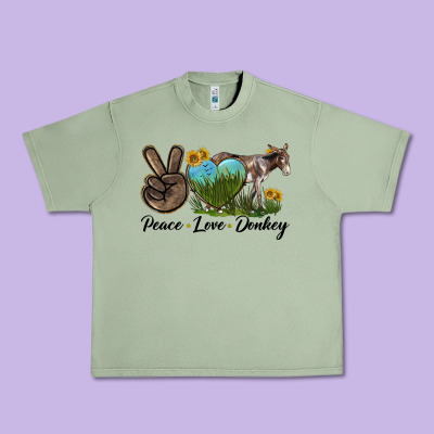 Peace Love Donkey Urban Heavy Tee Designed By Lillyallendesigns