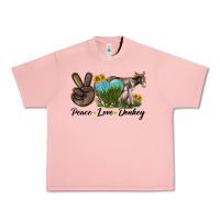 Salmon Peace Love Donkey Urban Heavy Tee - LillyAllenDesigns