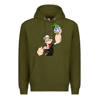 Army Green Popeye Spinach Retro Mens Funny Premium Hoodie - artisFamous
