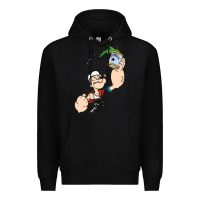 Black Popeye Spinach Retro Mens Funny Premium Hoodie - artisFamous