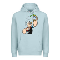 Blue Mist Popeye Spinach Retro Mens Funny Premium Hoodie - artisFamous