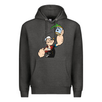 Charcoal Heather Popeye Spinach Retro Mens Funny Premium Hoodie - artisFamous