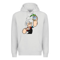 Dove Grey Popeye Spinach Retro Mens Funny Premium Hoodie - artisFamous