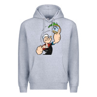 Heather Grey Popeye Spinach Retro Mens Funny Premium Hoodie - artisFamous