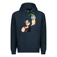 Navy Popeye Spinach Retro Mens Funny Premium Hoodie - artisFamous