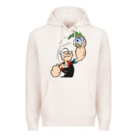 Pale Pink Popeye Spinach Retro Mens Funny Premium Hoodie - artisFamous