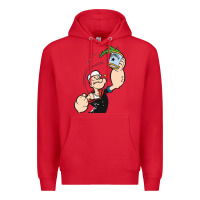 Red Popeye Spinach Retro Mens Funny Premium Hoodie - artisFamous