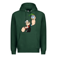 Sports Green Popeye Spinach Retro Mens Funny Premium Hoodie - artisFamous