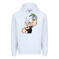 White Popeye Spinach Retro Mens Funny Premium Hoodie - artisFamous