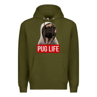 Army Green pug life Premium Hoodie - artisFamous