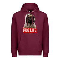 Burgundy pug life Premium Hoodie - artisFamous